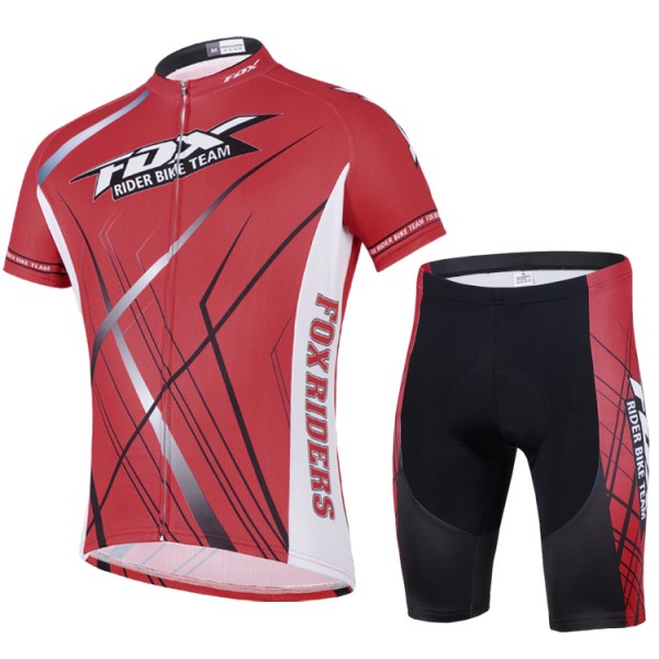 2014 Fox Bike Team Fietskleding Fietsshirt Korte Mouwen+Fietsbroek Korte zeem rood 1004