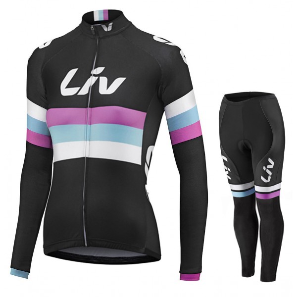 Dames LIV RACE DAY SS 2015 Long Black Fietskleding Fietsshirt lange mouw+Lange fietsbroeken 3647