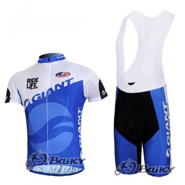 Giant Sram Pro Team Fietsshirt Korte mouw Korte fietsbroeken Bib met zeem Kits blauw wit 228