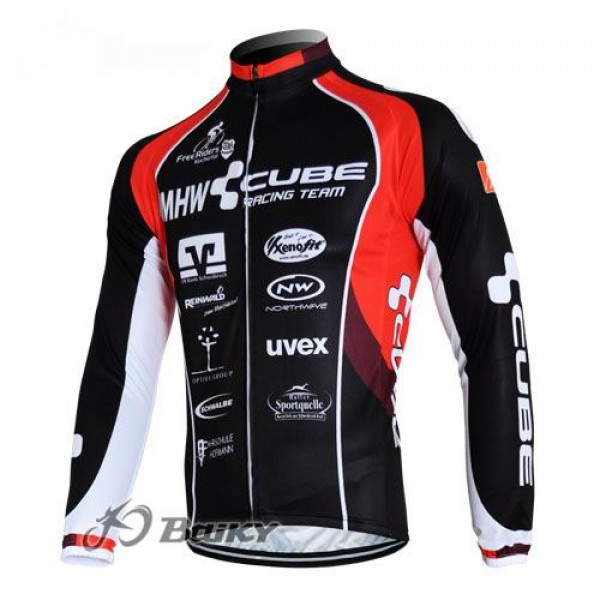 MHW Cube Racing Team Fietsshirt lange mouw rood zwart 4491
