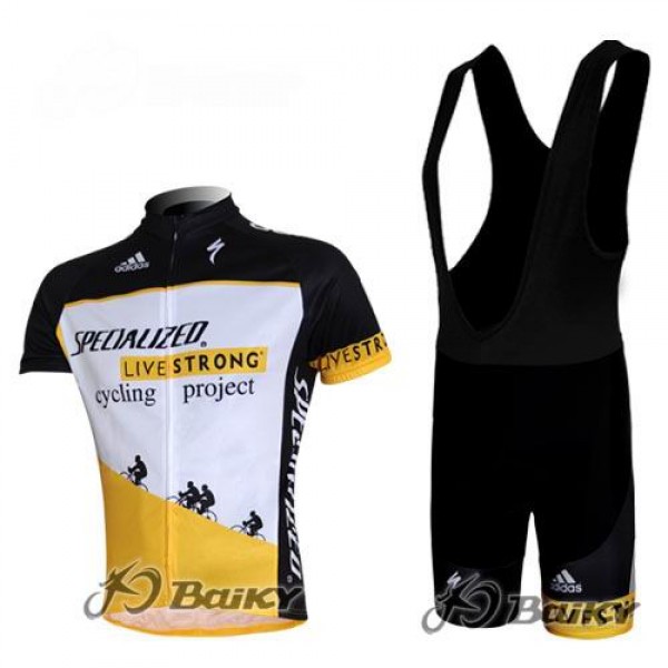 Specialized Livestrong Fietspakken Fietsshirt Korte+Korte koersbroeken Bib wit geel 4316