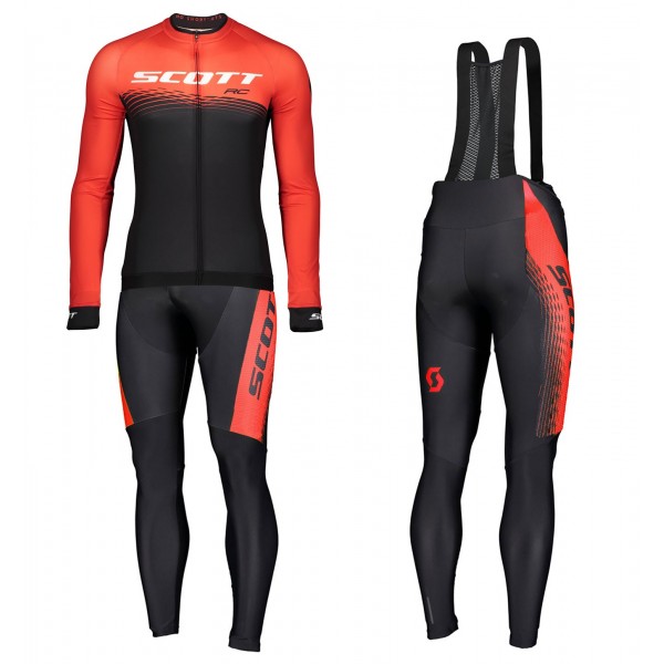 2019 Scott-RC PRO zwart-rood Vetements Cyclisme Velo Manches longues+longues Pantalon Bib HPOM568