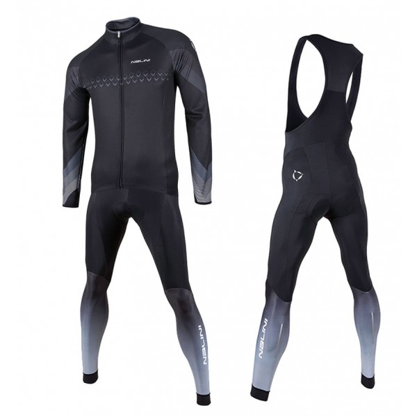 2017 Nalini Denebola zwart Fietskleding Wielershirt lange mouw+Lange fietsbroeken Bib 2509