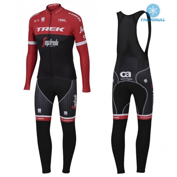 2017 Trek Pro Race rood Winter Set Wielerkleding Wielershirt lange mouw+Lange fietsbroeken Bib 2599
