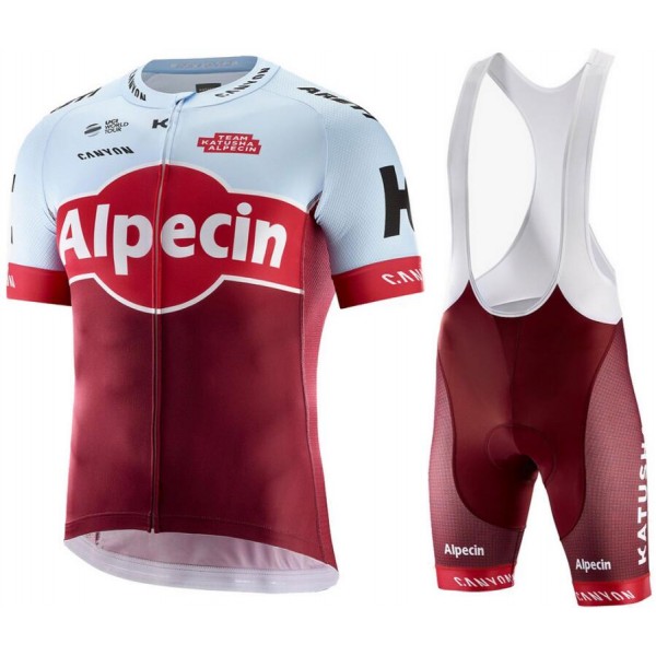 2018 Katusha Alpecin Wielerkleding Set Wielershirt Korte Mouw+Fiets Koersbroek A2020214